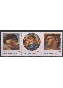 1975 San Marino Natale Dipinti Michelangelo 3 valori nuovi Sassone 950-2